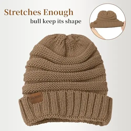 Rosoz 1&2pack Womens Winter Hats Slouchy Beanies Knit Warm Winter Beanie Hats for Women Skull Warm Cap - 3