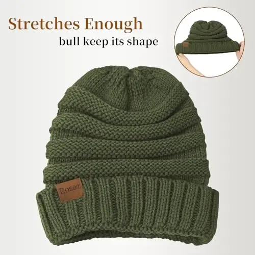 Rosoz 1&2pack Womens Winter Hats Slouchy Beanies Knit Warm Winter Beanie Hats for Women Skull Warm Cap - 3
