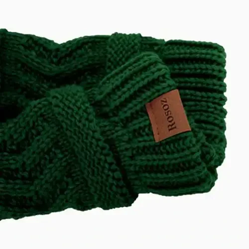 Rosoz 2 Pack Ayollar uchun dumli shapka, Qishki iliq shapka Quyruq Yumshoq Stretch Kabel Trikotaj Buzuq Yuqori Bun Shlyapa - 5