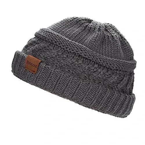 Rosoz 2 Pack Ayollar uchun Ponytail Beanie, Qishki Issiq Beanie Quyruq Yumshoq Chok Kabel Trikotaj Tartibsiz Yuqori Chignon Shlyapa - 2