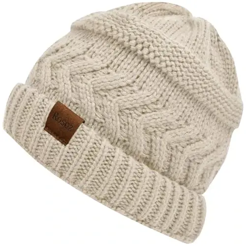 Rosoz 2 Pack Ayollar uchun Ponytail Beanie, Qishki Issiq Beanie Quyruq Yumshoq Stretch Kabel Trikotaj Tartibsiz Yuqori Bun Shlyapa - ROSOZ