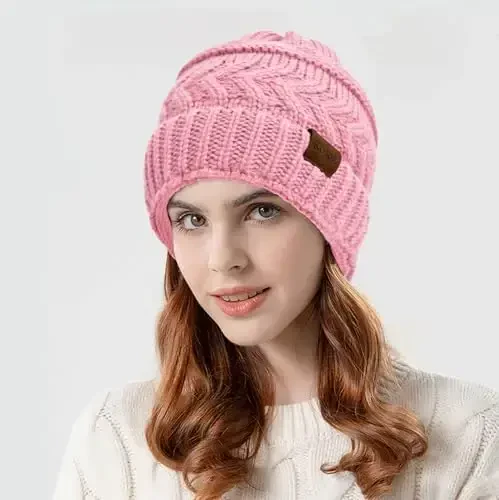 Rosoz 2 Pack Ayollar uchun Ponytail Beanie, Qishki Issiq Beanie Quyruqli Yumshoq Cho'ziluvchan Kabel Triko Bilan Boshsiz Yugurish Shapkasi - ROSOZ (1)