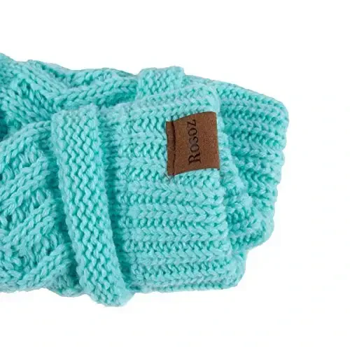 Rosoz 2 Pack Ayollar uchun Ponytail Beanie, Qishki Issiq Beanie Quyruqli Yumshoq Stretch Kabel To'qilgan Tartibsiz Yuqori Chignon Shlyapa - 5