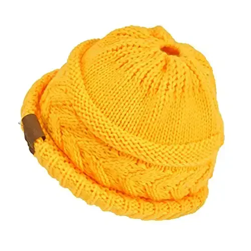 Rosoz 2 Pack Ayollar uchun Quyonli Shlyapa, Qishki Iliq Shlyapa Dumli Yumshoq Cho'zilgan Kabel Trikotaj Tartibsiz Yuqori Buloqli Shlyapa - 3