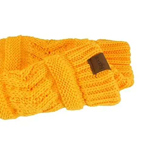 Rosoz 2 Pack Ayollar uchun Quyonli Shlyapa, Qishki Iliq Shlyapa Dumli Yumshoq Cho'zilgan Kabel Trikotaj Tartibsiz Yuqori Buloqli Shlyapa - 5