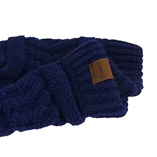 Rosoz 2 Pack Ponytail Beanie for Women,Winter Warm Beanie Tail Soft Stretch Cable Knit Messy High Bun Hat - 4