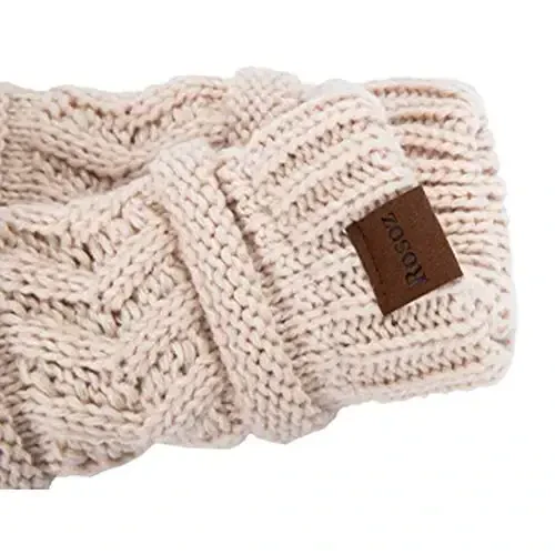 Rosoz 2 Pack Ponytail Beanie for Women, Winter Warm Beanie Tail Soft Stretch Cable Knit Messy High Bun Hat - 5