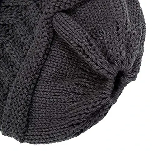 Rosoz 2 Pack Ponytail Beanie for Women,Winter Warm Beanie Tail Soft Stretch Cable Knit Messy High Bun Hat - 3
