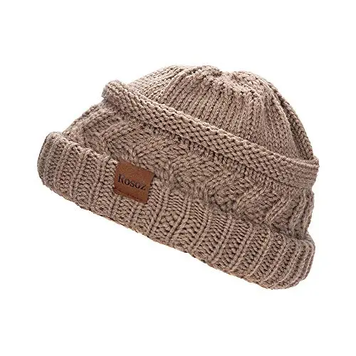 Rosoz 2 Pack Ponytail Beanie for Women,Winter Warm Beanie Tail Soft Stretch Cable Knit Messy High Bun Hat - 3