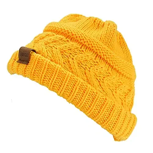 Rosoz 2 Pack Ponytail Beanie for Women,Winter Warm Beanie Tail Soft Stretch Cable Knit Messy High Bun Hat - ROSOZ (1)