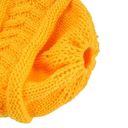 Rosoz 2 Pack Ponytail Beanie for Women,Winter Warm Beanie Tail Soft Stretch Cable Knit Messy High Bun Hat - 4