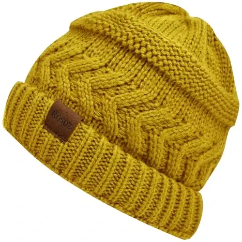 Rosoz 2 Pack Ponytail Beanie for Women,Winter Warm Beanie Tail Soft Stretch Cable Knit Messy High Bun Hat - ROSOZ