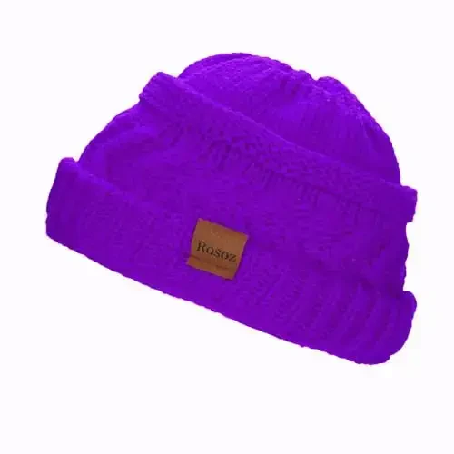 Rosoz 2 Pack Ponytail Beanie for Women,Winter Warm Beanie Tail Soft Stretch Cable Knit Messy High Bun Hat - 4