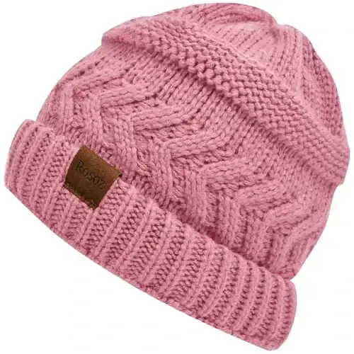 Rosoz 2 Pack Ponytail Beanie for Women,Winter Warm Beanie Tail Soft Stretch Cable Knit Messy High Bun Hat 