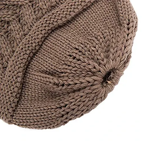 Rosoz 2 Pack Ponytail Beanie for Women,Winter Warm Beanie Tail Soft Stretch Cable Knit Messy High Bun Hat - 5