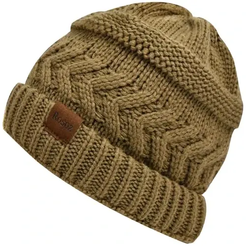 Rosoz 2 Pack Ponytail Beanie for Women,Winter Warm Beanie Tail Soft Stretch Cable Knit Messy High Bun Hat - ROSOZ