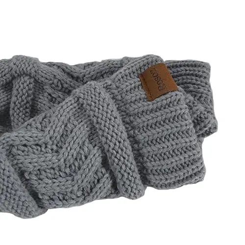 Rosoz 2 Pack Ponytail Beanie for Women,Winter Warm Beanie Tail Soft Stretch Cable Knit Messy High Bun Hat - 5