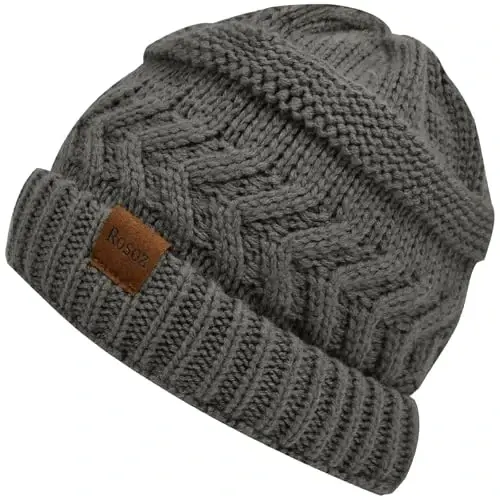 Rosoz 2 Pack Ponytail Beanie for Women,Winter Warm Beanie Tail Soft Stretch Cable Knit Messy High Bun Hat - ROSOZ