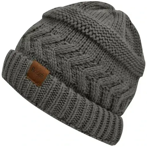 Rosoz 2 Pack Ponytail Beanie for Women,Winter Warm Beanie Tail Soft Stretch Cable Knit Messy High Bun Hat 