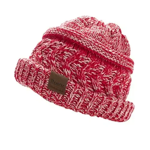 Rosoz 2 Pack Ponytail Beanie for Women,Winter Warm Beanie Tail Soft Stretch Cable Knit Messy High Bun Hat - 2