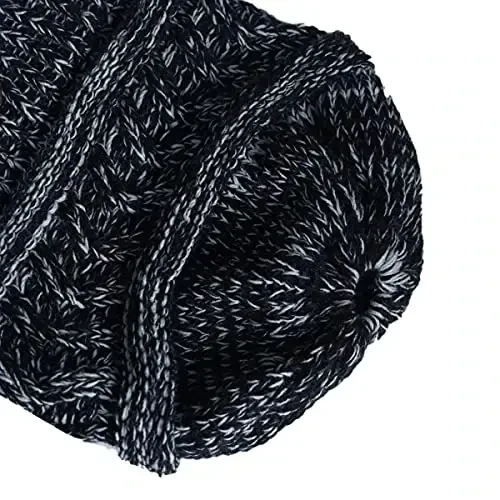 Rosoz 2 Pack Ponytail Beanie for Women,Winter Warm Beanie Tail Soft Stretch Cable Knit Messy High Bun Hat - 5