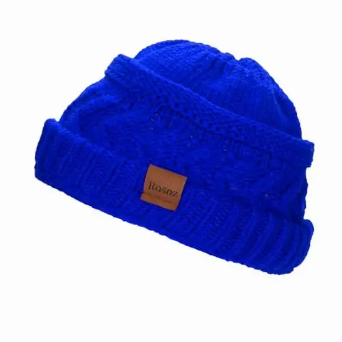 Rosoz 2 Pack Ponytail Beanie for Women,Winter Warm Beanie Tail Soft Stretch Cable Knit Messy High Bun Hat - 4