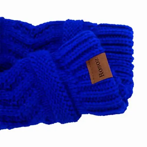 Rosoz 2 Pack Ponytail Beanie for Women,Winter Warm Beanie Tail Soft Stretch Cable Knit Messy High Bun Hat - 6