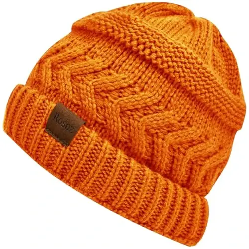 Rosoz 2 Pack Ponytail Beanie for Women,Winter Warm Beanie Tail Soft Stretch Cable Knit Messy High Bun Hat - 1