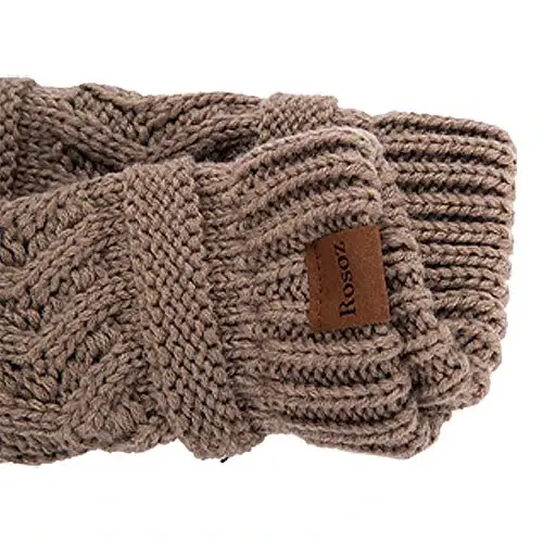 Rosoz 2 Pack Ponytail Beanie for Women,Winter Warm Beanie Tail Soft Stretch Cable Knit Messy High Bun Hat - 4