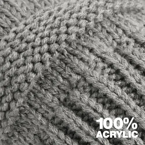 Rosoz 2 Pack Ponytail Beanie for Women,Winter Warm Beanie Tail Soft Stretch Cable Knit Messy High Bun Hat - 5