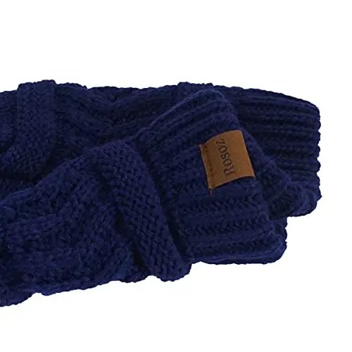 Rosoz 2 Pack Ponytail Beanie for Women,Winter Warm Beanie Tail Soft Stretch Cable Knit Messy High Bun Hat - 4