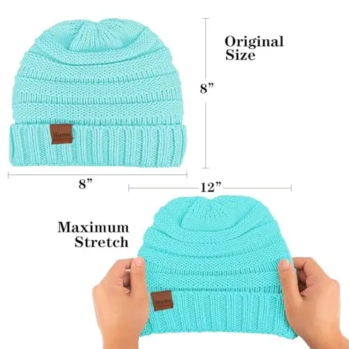 Rosoz ayollar qishki shapkalari Ayollar uchun slouchy shapkalar Ayollar uchun issiq trikotaj qishki shapkalar Sovuq havo uchun qalin - 6