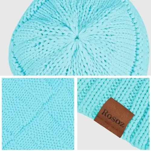 Rosoz ayollar qishki shapkalari Ayollar uchun slouchy shapkalar Ayollar uchun issiq trikotaj qishki shapkalar Sovuq havo uchun qalin - 4