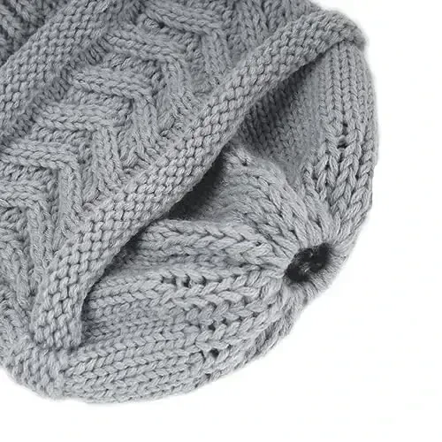 Rosoz Ayollar uchun 2 dona Ponytail Beanie, Qishki iliq Beanie Quyruqli Yumshoq Cho'ziluvchan Kabeldan Trikotaj Bilan Bajarilgan Yuqori Tugunli Shlyapa - 4