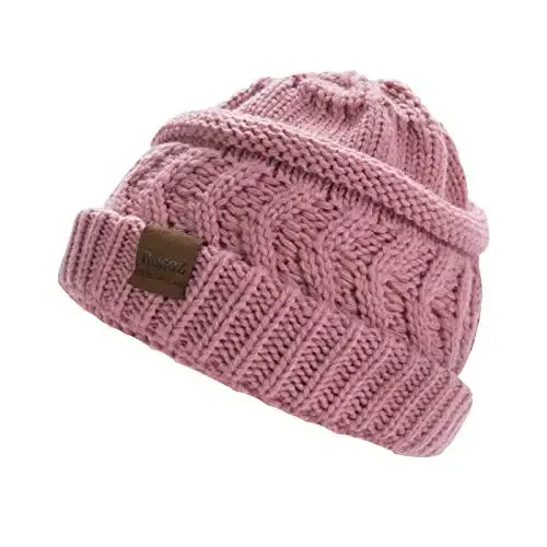 Rosoz Ayollar uchun 2 dona Ponytail Beanie, Qishki Issiq Beanie Quyruqli Yumshoq Stretch Kabel Triko Buzuq Yuqori Dumli Shlyapa - 2