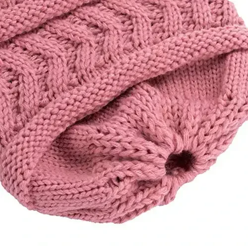 Rosoz Ayollar uchun 2 dona Ponytail Beanie, Qishki Issiq Beanie Quyruqli Yumshoq Stretch Kabel Triko Buzuq Yuqori Dumli Shlyapa - 4