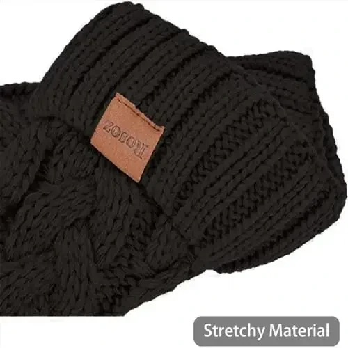 Rosoz Ayollar uchun Ponytail Beanie, Qishki Issiq Beanie Dum Yumshoq Stretch Kabel Trikotaj Tartibsiz Yuqori Bun Shlyapa - 4