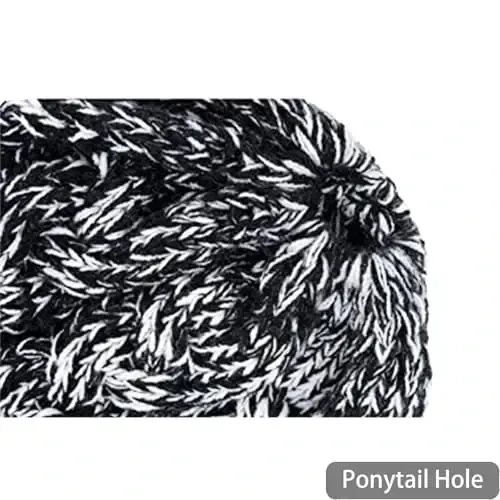 Rosoz Ayollar uchun Ponytail Beanie, Qishki Issiq Beanie Dumi Yumshoq Cho'ziluvchan Kabel Triko Bilan Bajarilgan Bosh Kiyim - 3