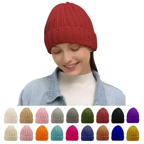 Rosoz Ayollar uchun qishki shapkalar Issiq Qalin Yumshoq Cho'ziluvchan Kabel Trikotaj Beanie Skully Sovuq ob-havo uchun qalpoq - 1