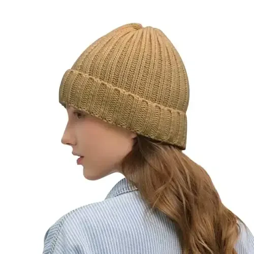 Rosoz Ayollar uchun qishki shlyapalar Issiq Qalin Yumshoq Cho'ziluvchan Kabel Trikotaj Beanie Skully Sovuq ob-havo uchun shapka - 2