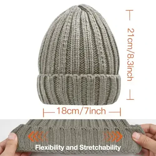 Rosoz Ayollar uchun Qishki Shlyapalar Issiq Qalin Yumshoq Cho'ziluvchan Kabel Trikotaj Beanie Skully Sovuq Ob-Havo uchun Shapka - 6