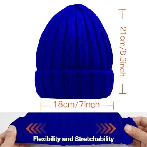 Rosoz Ayollar uchun qishki shlyapalar Qalin yumshoq cho'ziluvchan o'ralgan trikotaj Beanie Skully sovuq ob-havo uchun shapka - 6