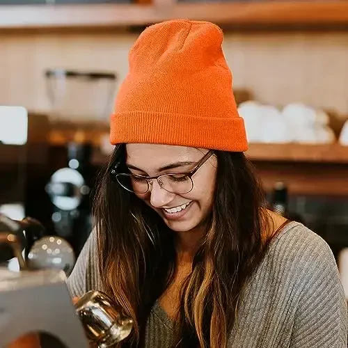 Rosoz Beanie erkaklar ayollar uchun manjetli trikotaj shapka qishki shapkalar kallasi Unisex - 5