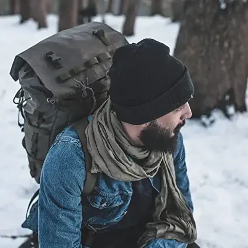 Rosoz Beanie erkaklar va ayollar uchun manjetli trikotaj shapka qishki shapkalar bosh suyagi qopqog'i Unisex - 5