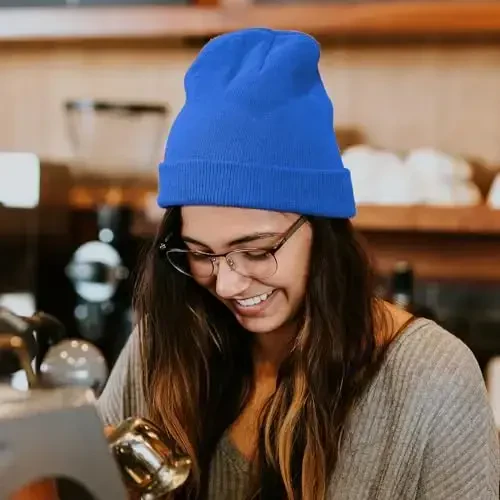 Rosoz Beanie erkaklar va ayollar uchun manjetli trikotaj shlyapa Qishki shapkalar Bosh suyagi qopqog'i Unisex - 5