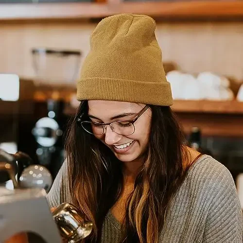 Rosoz Beanie erkaklar va ayollar uchun manjetli trikotaj shlyapa Qishki shapkalar Bosh suyagi qopqog'i Unisex - 4