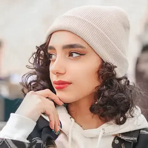 Rosoz Beanie erkaklar va ayollar uchun manjetli trikotaj shlyapa Qishki shapkalar Bosh suyagi qopqog'i Unisex - 5