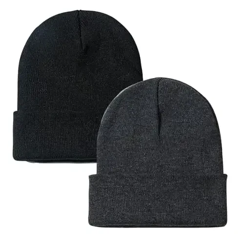 Rosoz Beanie for Men Women Cuffed Knit Hat Winter Beanies Skull Cap Unisex - 1
