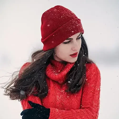 Rosoz Beanie for Men Women Cuffed Knit Hat Winter Beanies Skull Cap Unisex - ROSOZ