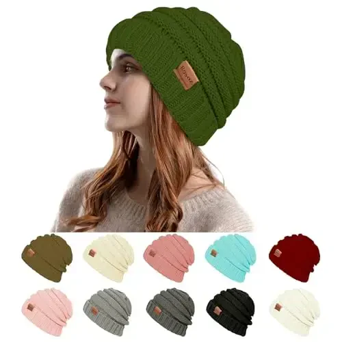 Rosoz Womens Beanies for Winter Slouchy Beanies for Women Knit Warm Winter Hats for Women Thick for Cold Weather - 1